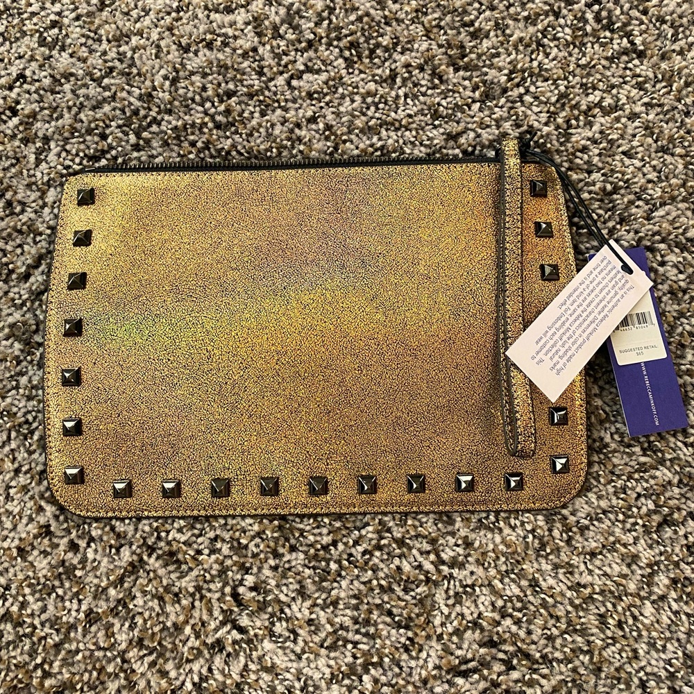NWT Rebecca Minkoff Gold Glitter Kerry Pouch Clutch